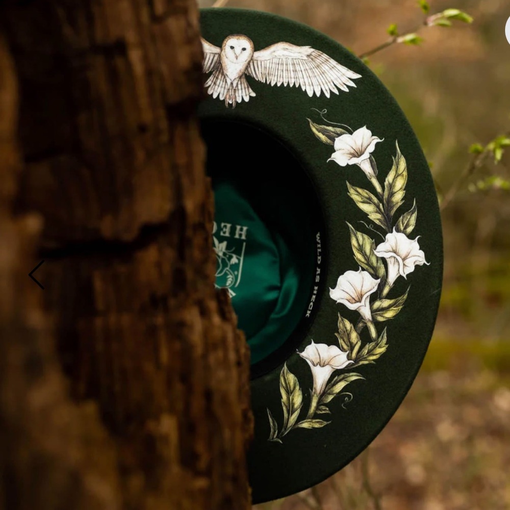 NIB - Wild As Heck Green Floral Hat - Picture 3 of 4